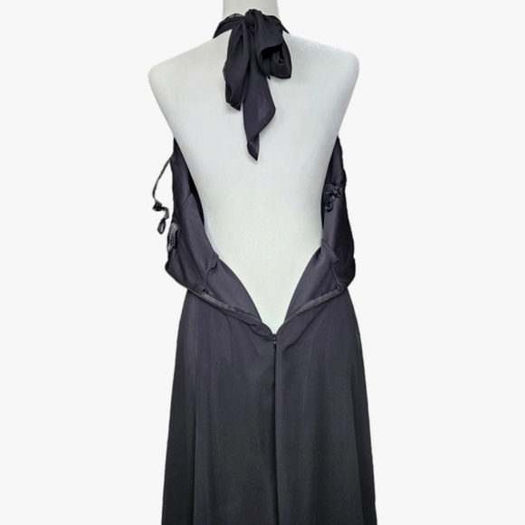 Connected Apparel strapless black chiffon midi dress ties around neck Size 12 - Picture 9 of 16
